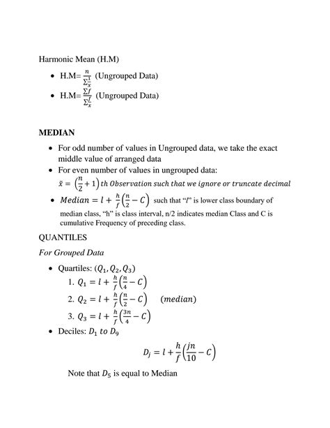 Solution Statistics Formulas Studypool
