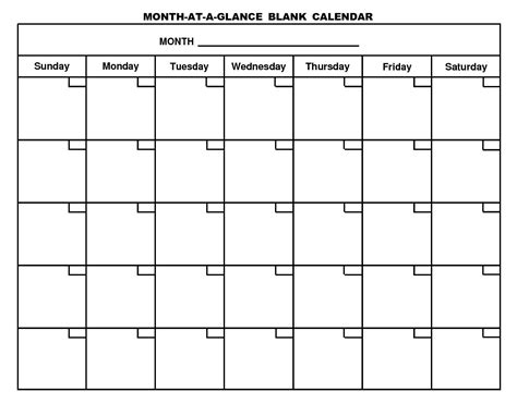 Blank Month Calendar Template