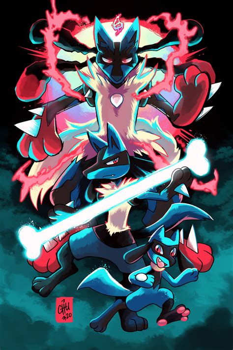 Riolu Lucario And Mega Lucario Poster By Raizy On Deviantart