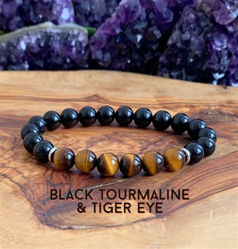 Aaa Grade Black Tourmaline And Tiger Eye Wrist Mala Inner Etsy