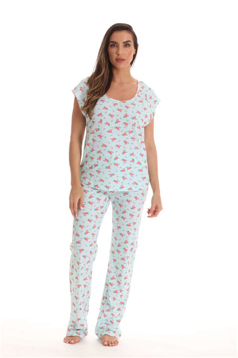 Dreamcrest Pajamas For Women Cotton Pj Pant Set With Cap Sleeves Aqua 3x
