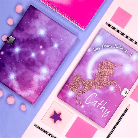 Personalised Notebook Glitter Unicorn Fringoo