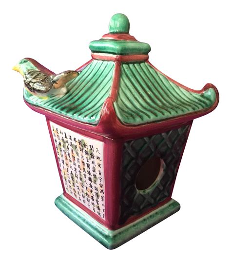Ceramic Bird House With Bird Chairish