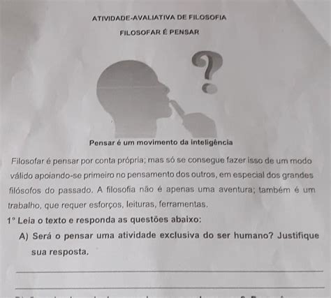 Atividade De Filosofia Com Texto E Gabarito