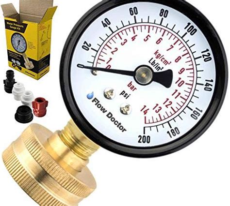 Flow Doctor Water Pressure Gauge Kit All Purpose 6 Parts Kit 0 To