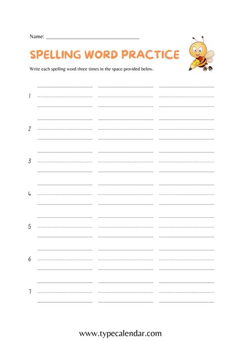 Free Printable Spelling Test Templates Pdf 10 15 20 25 Words