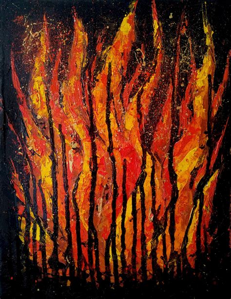 Original Abstract Fire Bright Burning Flame Oil And Acrylic Etsy