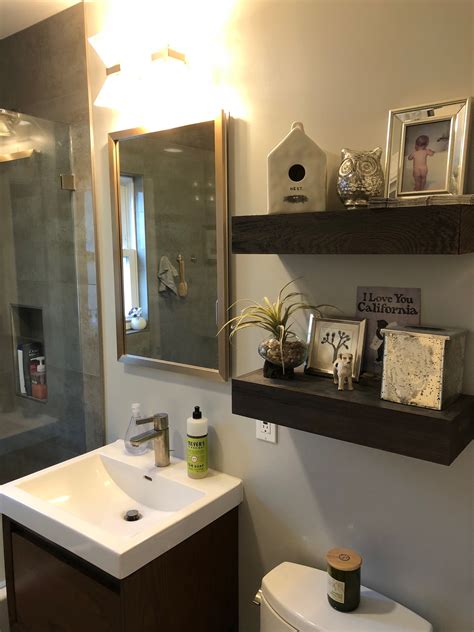 These diy bathroom floating shelves are just what we needed. Bathroom floating shelves I made out of oak. | Floating ...