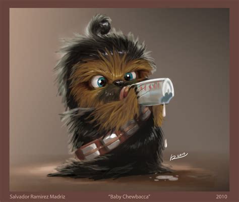 Baby Chewbacca Star Wars Cute Funny Photoshop Painting Art