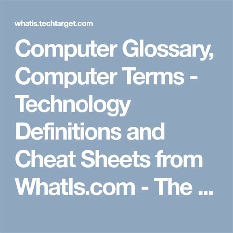 Computer Glossary Computer Terms Technology Definitions And Cheat