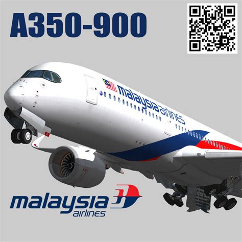 Malaysia airlines has leased six a350 aircraft, two of which have not arrived yet. Airbus A350-900 XWB Malaysia Airlines livery 3D model 1