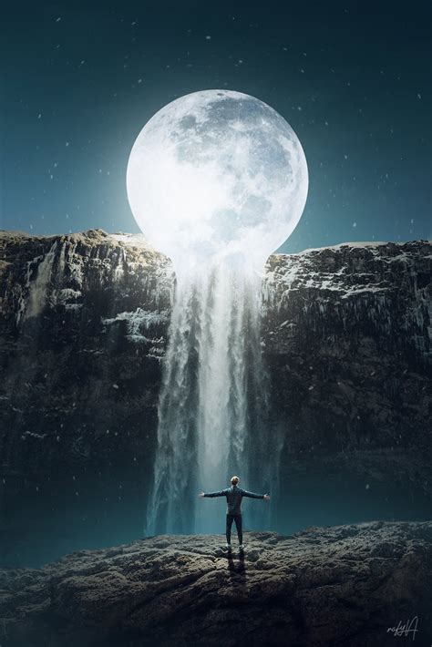Surreal Moon Waterfall Photo Manipulation Photoshop Tutorial Rafy A