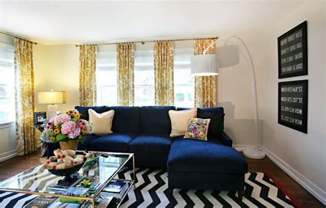 Navy Blue And Yellow Living Room For The Home Pinterest