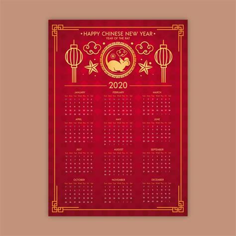 Free Vector Chinese New Year Calendar In Flat Design