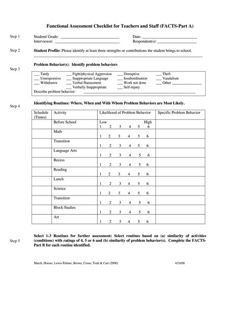 Functional Assessment Checklist Pdf Fill Online Printable Fillable