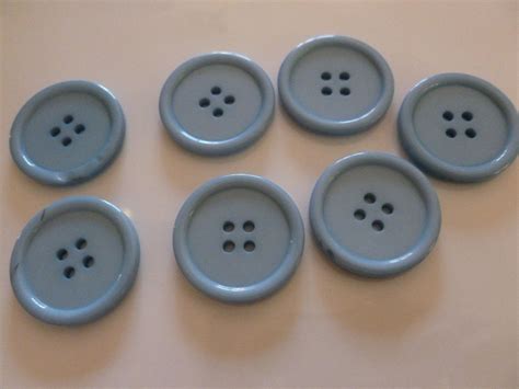 Pastel Blue Plastic Buttons Four Holed Buttons Seven X 27mm Blue