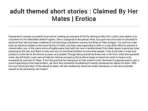 Adult Themed Short Stories Claimed By Her Mates Erotica