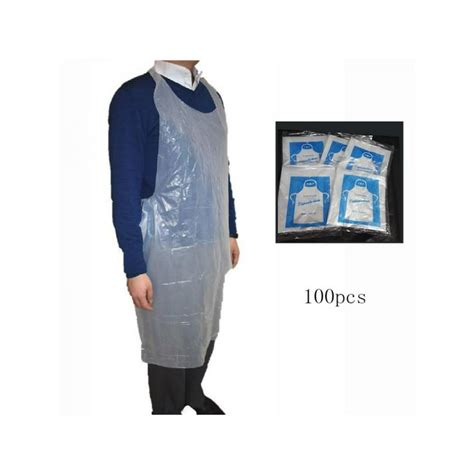100x Disposable Adult Plastic Aprons Kitchen Waterproof Apron Gown