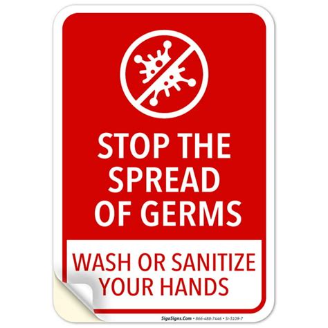 Hand Washing Sign Stop The Spread Of Germs 10x7 Vinyl Sticker