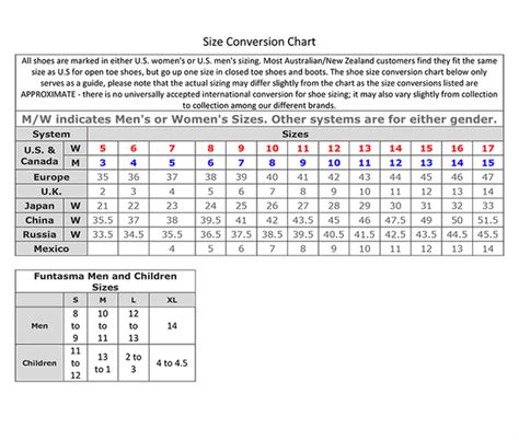 Shoe Size Conversion Chart Shoe Size Guide Starlink