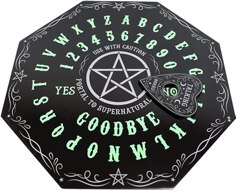 Glow In The Dark Ouija Board Black Spirit Board Pentagram Etsy