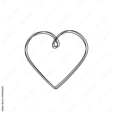 Continuous Thin Line Heart Vector Illustration Minimalist Love Sketch