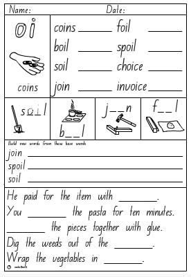 Read the words in the box. Vowel Digraph- oi Activity Sheet, English skills online ...