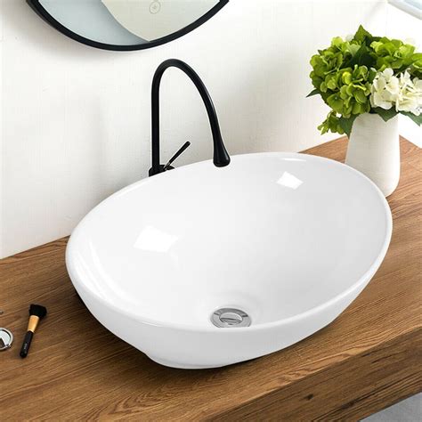 Costway Oval Bathroom Basin Ceramic Vessel Sink Bowl Vanity Porcelain W