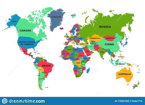 Political World Map Colourful World Countries And Country