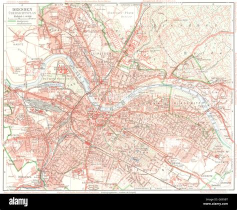 Germany Dresden Ubersichtsplan 1936 Vintage Map Stock Photo Alamy