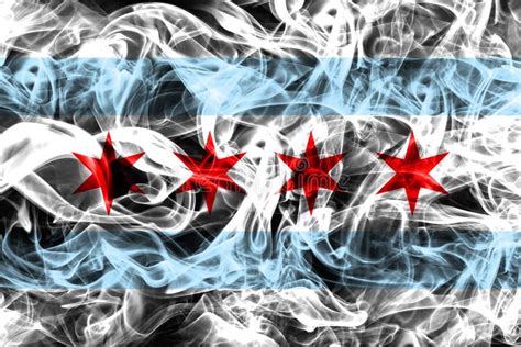 Chicago City Smoke Flag Illinois State United States Of America Stock