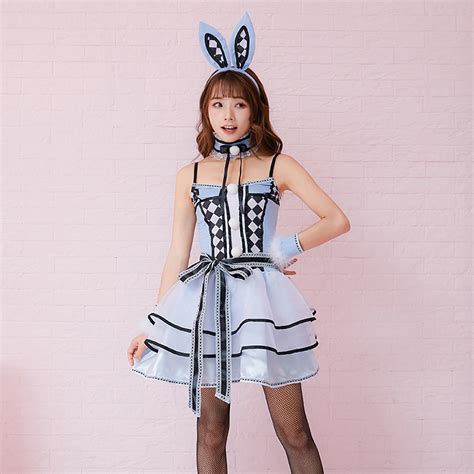 5pcs Lovely Womens Bunny Girl Sling Skirt Halloween Rabbit Masquerade Costume N19476