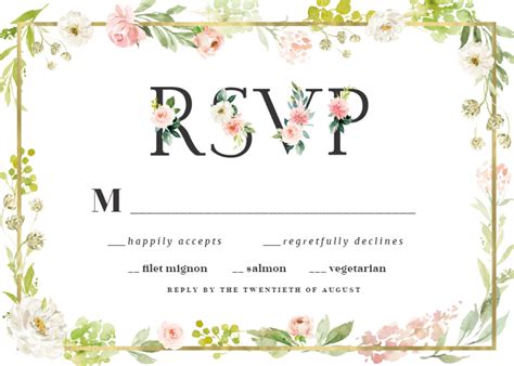 Frame And Floral Rsvp Rsvp Card Template Free Greetings Island