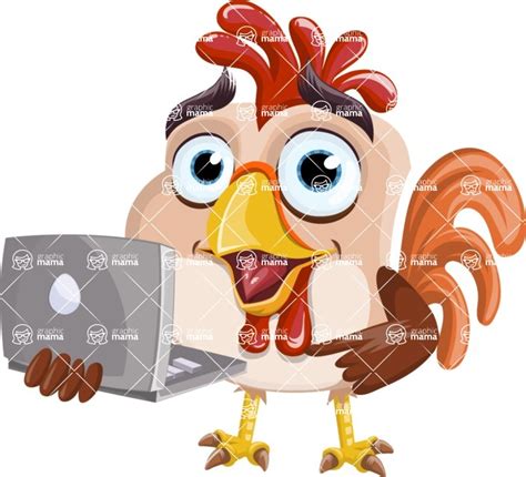 Rooster Cartoon Vector Character Aka Mr Cock A Doodle Doo Laptop 2 Graphicmama