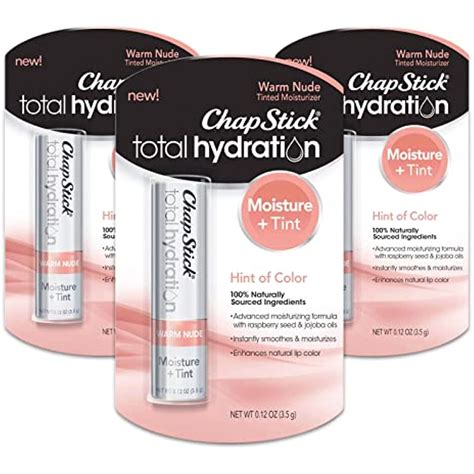 Chapstick Total Hydration Tinted Lip Balm 3 Pack Hint Of Color Warm