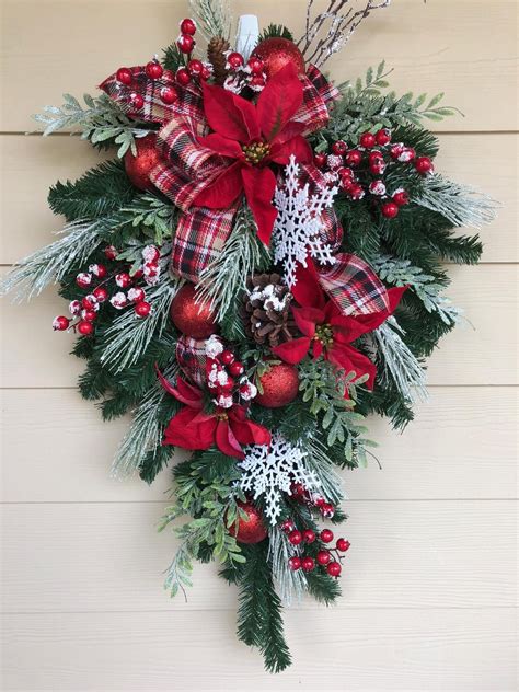 Christmas Wreath Front Door Wreath Christmas Swag Holiday Etsy