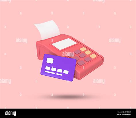 Credit card and debit card payment with pos machine 3D icon. POS point