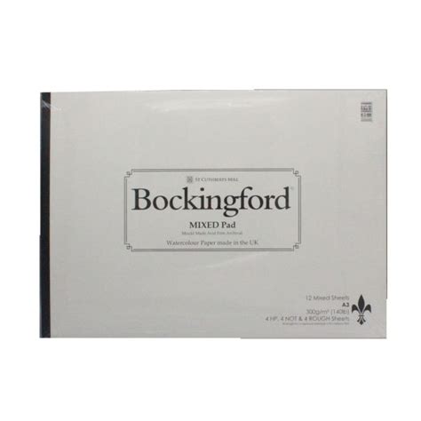 Bockingford A3 Mixed Watercolour Paper Pad 12 Sheets 300gsm Cp Not Hp Rough