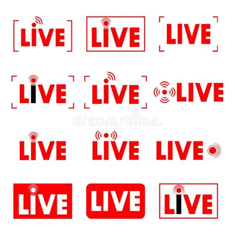 Live Streaming Icons Set Of Symbols And Buttons For Live Streaming Broadcasting In Red And