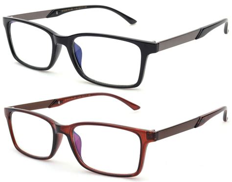 blue ray blocking reading glasses for men light weight rectangular frame w case ebay