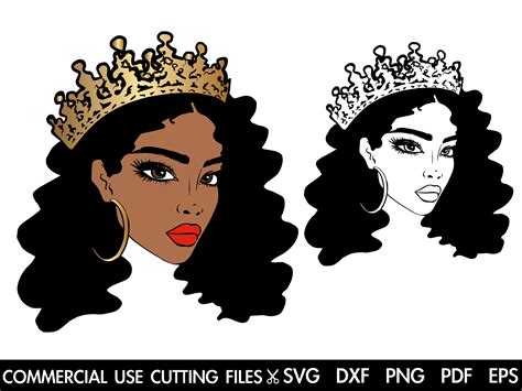 Beautiful Woman With Crown Queen Svg Black Queen Svg Girl Etsy Denmark