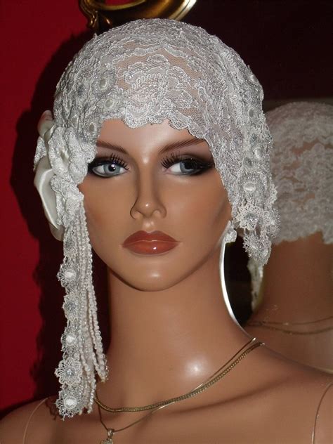 Wedding Flapper Hat Cloche Hat 1920 Style Bridal White Silver Etsy