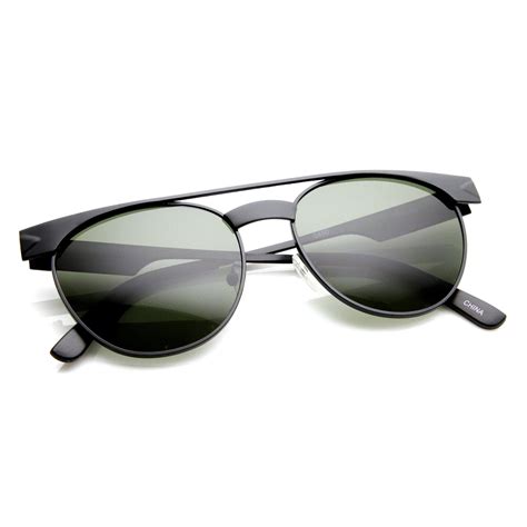 Trendy Futuristic Fashion Flat Top Round Sunglasses Zerouv