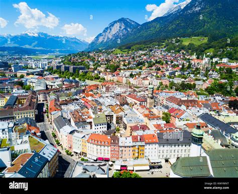 Innsbruck City Centre Aerial Panoramic View Innsbruck Is The Capital