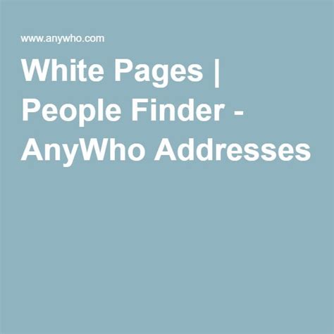 White Pages People Finder Anywho Addresses People Finder White