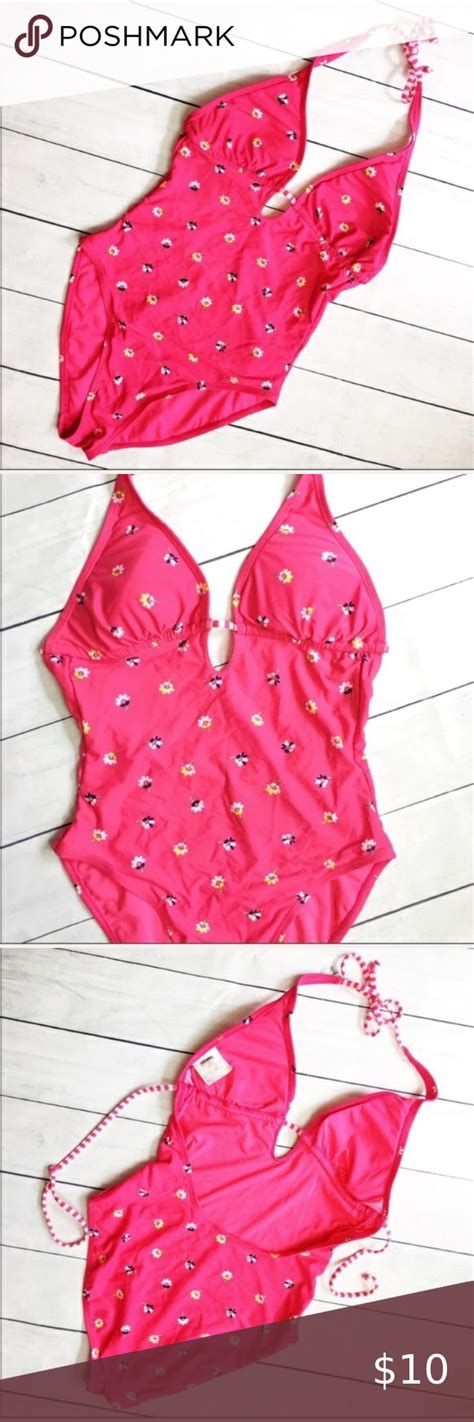 Old Navy Halter Pink Floral Bathing Suit Floral Bathing Suits One