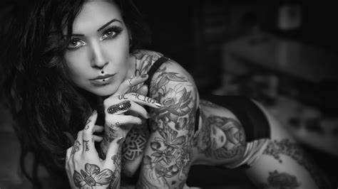 Wallpaper Women Model Rings Tattoo Piercing Fashion Lingerie Evilla D Ark Girl Beauty