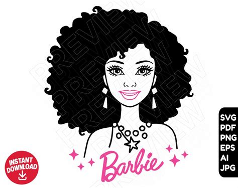 Barbie Afro Svg Png Clipart Shirt Cut File Layered By Color Etsy