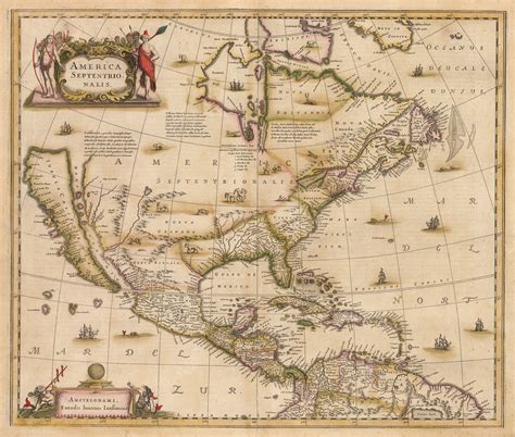 1641 America Septentrionalis By Jansson The Vintage Map Shop Inc