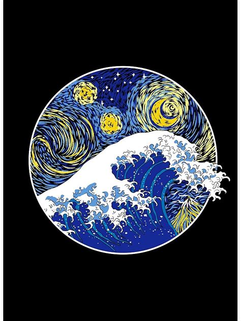 The Great Starry Wave Great Wave Off Kanagawa Starry Night Poster